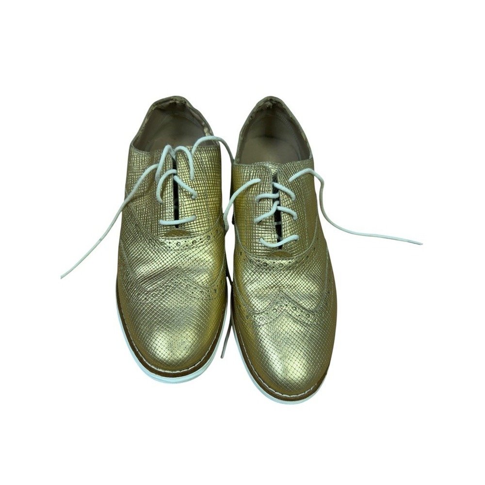 Cole Haan Grand.OS Gold Metallic Wingtip Oxfords Womens 7B W01574 Brogue Shoes